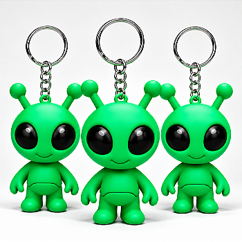 KIT 3 Chaveiro Alien Verde 3D Articulado Colecionável