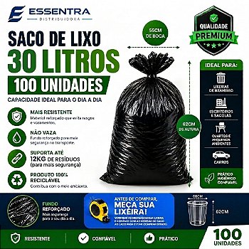 Saco para Lixo 30 Litros