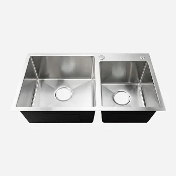 Hídrica Metais Cuba Dupla Square 78x43 Inox 304 Escovada