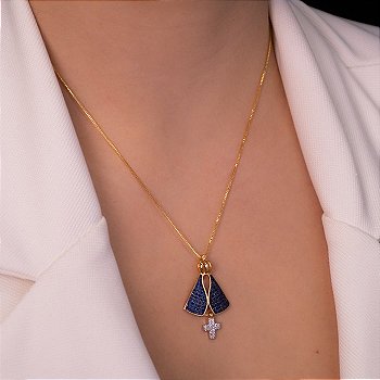 COLAR NOSSA SENHORA APARECIDA BANHADO A OURO 18k