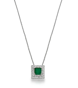 Colar Veneziana Com Pedra Fusion Esmeralda Quadrado Com Cristais R
