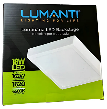 Luminária LED Backstage sobrepor quadrada 18w LED