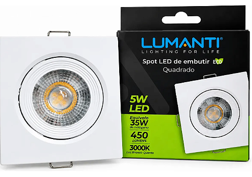Spot de embutir quadrado 5w LED