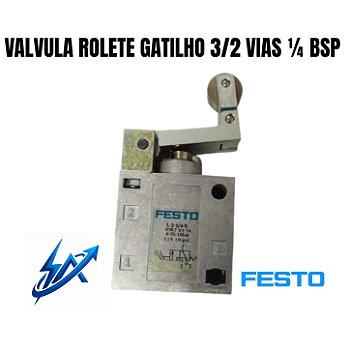Válvula Pneumática Rolete Gatilho 3/2 Vias 1/4 BSP - L3-1/4 Festo