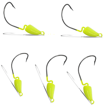 KIT CHUMBADA ANZOL JIG HEAD 3/0 BANANINHA 9G AMARELA 5UN