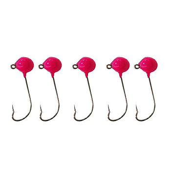 KIT 5 UN CHUMBADA ANZOL JIG HEAD 3/0 90° ESFÉRICO 2G ROSA