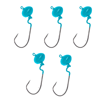 KIT 5UN CHUMBADA  JIG HEAD 2/0 OFST ART FOTBAL AZUL BEBÊ 14G