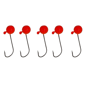 KIT 5UN CHUMBADA ANZOL JIG HEAD 3/0 60 ESFÉRICA 25G VERMELHO