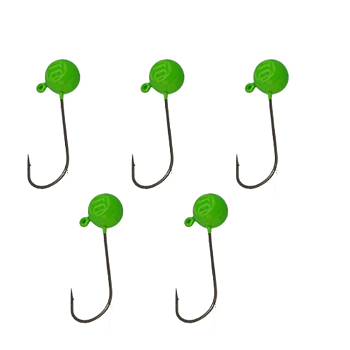 KIT 5 UN CHUMBADA ANZOL JIG HEAD 3/0 90 ESFÉRICA 15G VERDE