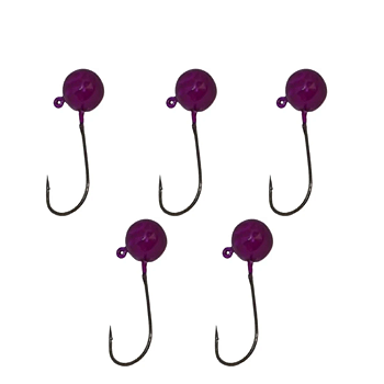KIT 5 UN CHUMBADA ANZOL JIG HEAD 3/0 90 ESFERICA 5G VIOLETA
