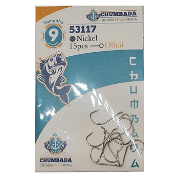CHUMBADA ANZOL 53117 N 9 OLHAL COR NÍQUEL PCT 15UN