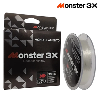 MONSTER 3X LINHAS MONOFILAMENTO 7 0,43MM 25.1LB 11,4KL 300M