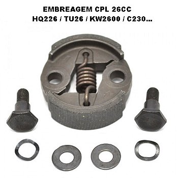 EMBREAGEM COM PARAFUSOS E ARRUELAS ROÇADEIRA 26CC HUSQVARNA 226 / NAKASHI TU26 - 270N / SHINDAIWA C230 / KAWASHIMA 2600....