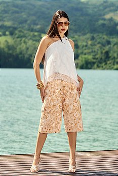 Bermuda Cargo Sarja Floral com Faixa