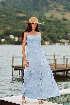 Vestido Longo Laise Alça Fina