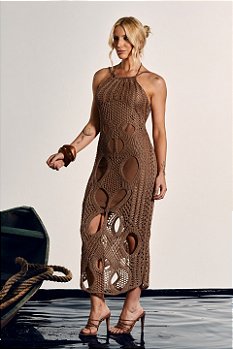 Vestido Tricot Midi Trama Vazado