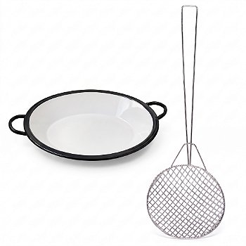 Tacho Esmaltado 4 litros e Escumadeira Para Frituras