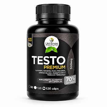 Testo Premium Testosterona 70%Saponins 500mg 120 Cápsulas