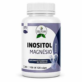 Magnésio Inositol 500mg 120 Cápsulas Suplemento Alimentar Alto Rendimento