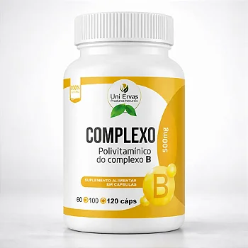 Complexo B 500 Mg Polivitamínico Uni Ervas 120 Cápsulas Vitaminas B1 B2 B3 B5 B6 B9 B12
