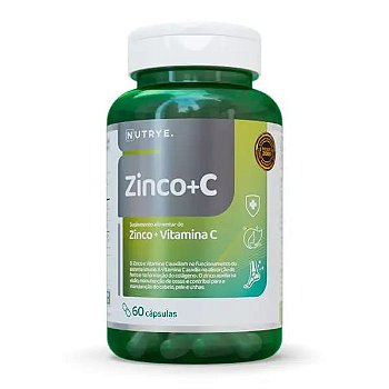Vitamina C e Zinco Nutrye 1000mg 60 Cápsulas Sem Glúten Suplemento