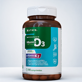 Vitamina D3(2000 Ui) + K2 + B2 | Sabor Tutti-Frutti | Auxilia na Saúde Óssea, Muscular e Imunológica | 3 Meses de Uso -
