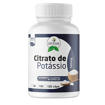 Citrato de Potássio 500 Mg 120 Capsulas Sem Sabor