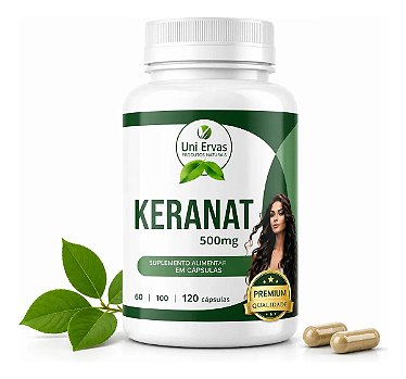 Keranat Crescimento Capilar 120 Cápsulas Alta Absorção 500mg Sem Sabor
