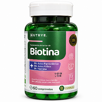 Suplemento de Biotina + Vitamina B1 + Vitamina B5 + Ácido Fólico . 60 Comp