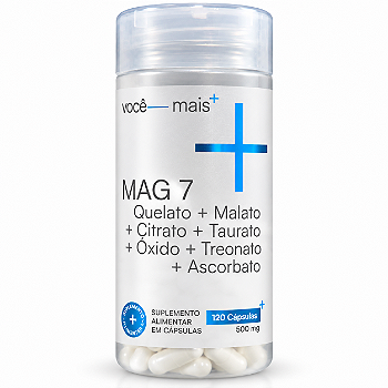 Sete Magnésio 7 Fontes 500mg 120 Cápsulas Quelato Malato Treonato Taurato Citrato Ascorbato Óxido