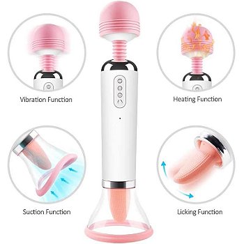 INTT LAMBE LAMBE - VIBRADOR RECARREGÁVEL COM SUGADOR, AUTO-AQUECIMENTO E ESTIMULADOR DE CLITÓRIS