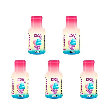 FORSEXY GEL HOT COMESTÍVEL - ALGODÃO DOCE - 30ML - KIT COM 05 UNIDADES