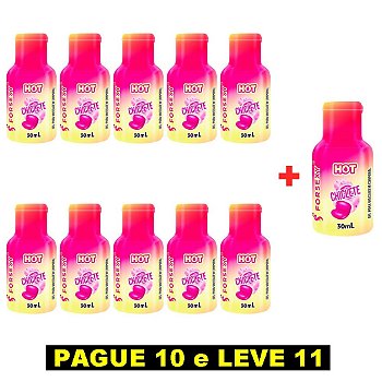FORSEXY GEL HOT COMESTÍVEL - CHICLETE - 30ML - KIT COM 11 UNIDADES