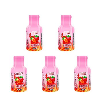 FORSEXY GEL HOT COMESTÍVEL - MORANGO - 30ML - KIT COM 05 UNIDADES