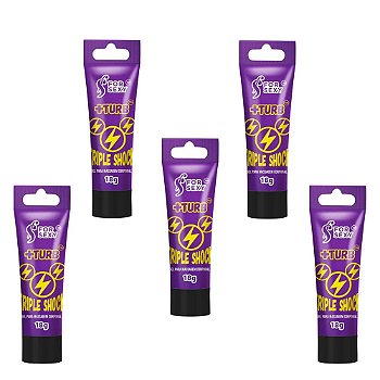 FORSEXY TRIPLE SHOCK - GEL EXCITANTE INTERATIVO 4 EM 1 (ELETRIZA, VIBRA, EXCITA E AROMATIZA) - 18G - KIT COM 05 UNIDADES