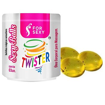 FORSEXY TWISTER - BOLINHAS FUNCIONAIS - ESQUENTA, ESFRIA, VIBRA E PULSA - 3 unidades de bolinha