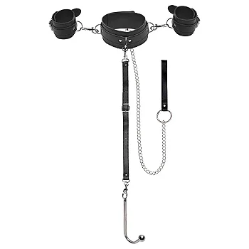 Kit bondage gancho anal metal com coleira