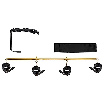 Kit sado bdsm bondage barra dourada algemas