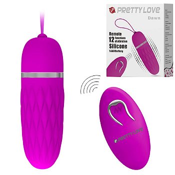 PRETTY LOVE DAWN - BULLET CÁPSULA VIBRATÓRIA COM 12 MODOS DE VIBRAÇÃO, TEXTURA DE ESTRIAS, CONTROLE REMOTO SEM FIO E RESISTENTE À ÁGUA - 8,5 X 3 CM | COR: ROXO