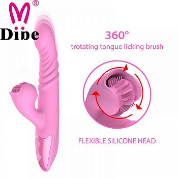 DIBE DIANA SEX MASSAGER - VIBRADOR ROTATIVO COM VAI E VEM, ESTIMULADOR DE PONTO G E CLÍTORIS EM SILICONE COM VIBRAÇÃO ÚNICA E FUNÇÃO DE AQUECIMENTO - 23,5 X 3,2 CM