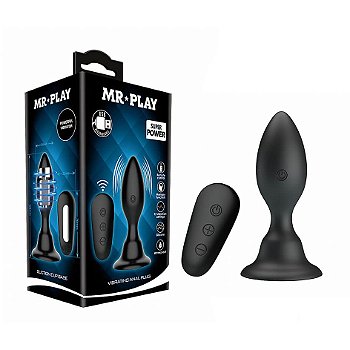 PRETTY LOVE MR PLAY - PLUG ANAL COM VIBRO RECARREGÁVEL EM SILICONE COM CONTROLE REMOTO - 7,2 X 2,9 CM