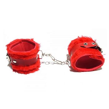 FETICHE PLAYGIRL - ALGEMA DE PELÚCIA FECHADAS COM VELCRO - COR VERMELHO