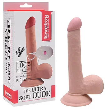 LOVETOY THE ULTRA SOFT DUDE 7.5'' - PÊNIS MACIO EM CYBER SKIN COM VIBRADOR E VENTOSA - 18,5 X 4,5 CM