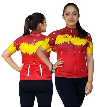 CAMISA CICLISMO FEMININA ESPANHA SÓDBIKE, PROTEÇÃO SOLAR 20, ZIPER FULL