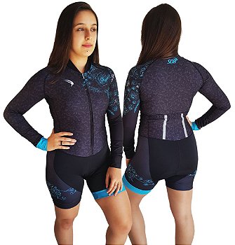 MACAQUINHO CICLISMO FEMININO SÓDBIKE, FORRO GEL E ESPUMA MISTO, MANGA LONGA