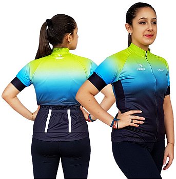 CAMISA CICLISMO FEMININA SÓDBIKE, PROTEÇÃO SOLAR 20, ZIPER FULL