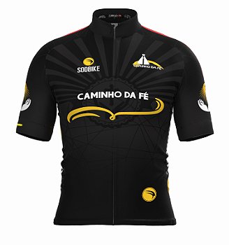 CAMISA CICLISMO MASCULINA SÓDBIKE DRY, PROTEÇÃO SOLAR 20, ZIPER FULL, CAMINHO DA FÉ