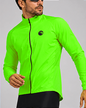 CORTA VENTO CICLISMO MASCULINA SÓDBIKE, 3 BOLSOS, ZIPER FULL, VERDE FLUOR