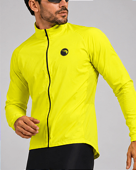 CORTA VENTO CICLISMO MASCULINA SÓDBIKE, 3 BOLSOS, ZIPER FULL, AMARELO FLUOR