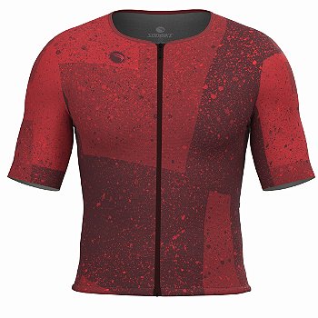 CAMISA CICLISMO UNISSEX SOFT SÓDBIKE, ZIPER FULL, CORTE LASER, VERMELHA